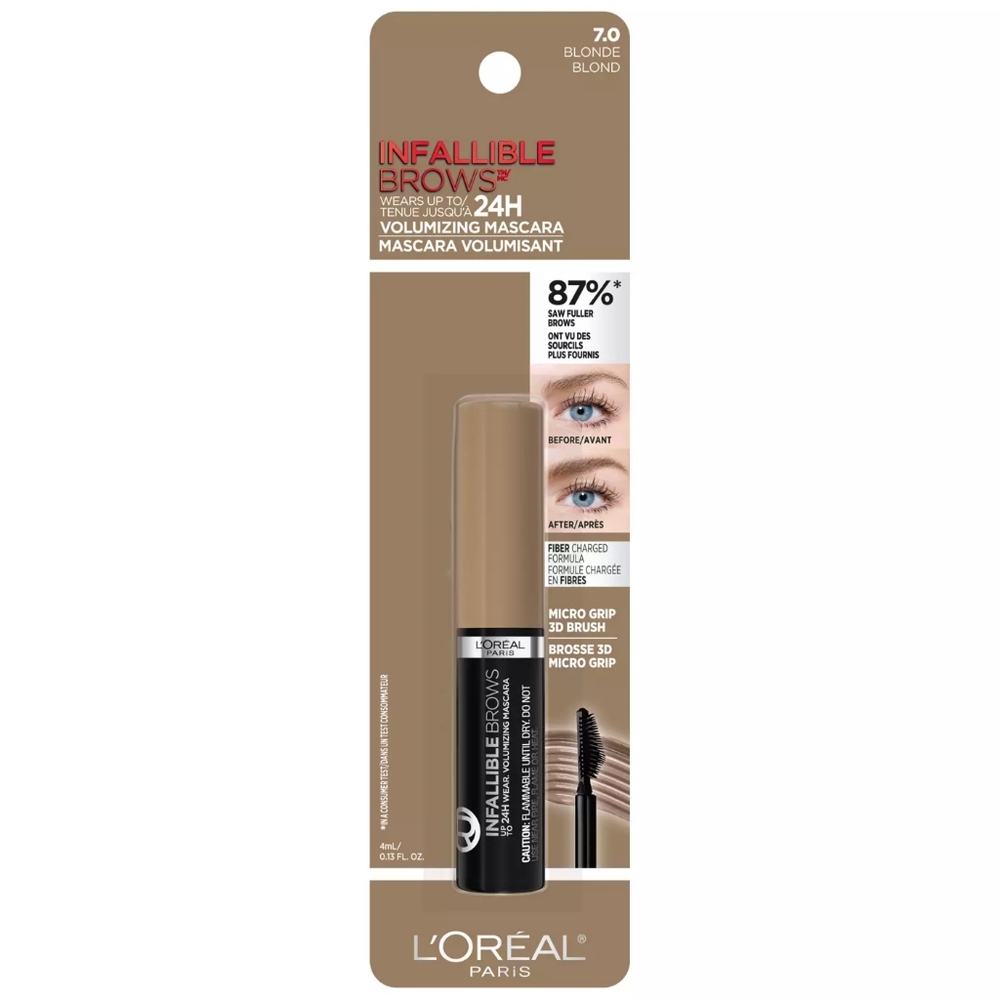 4 x L'Oréal Paris Infallible Volumizing 24H Wear Brow Mascara - 7.0 Blonde